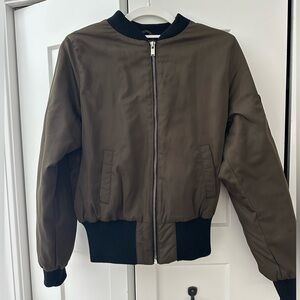 bishop + young Olive Green and Black Bomber jacket